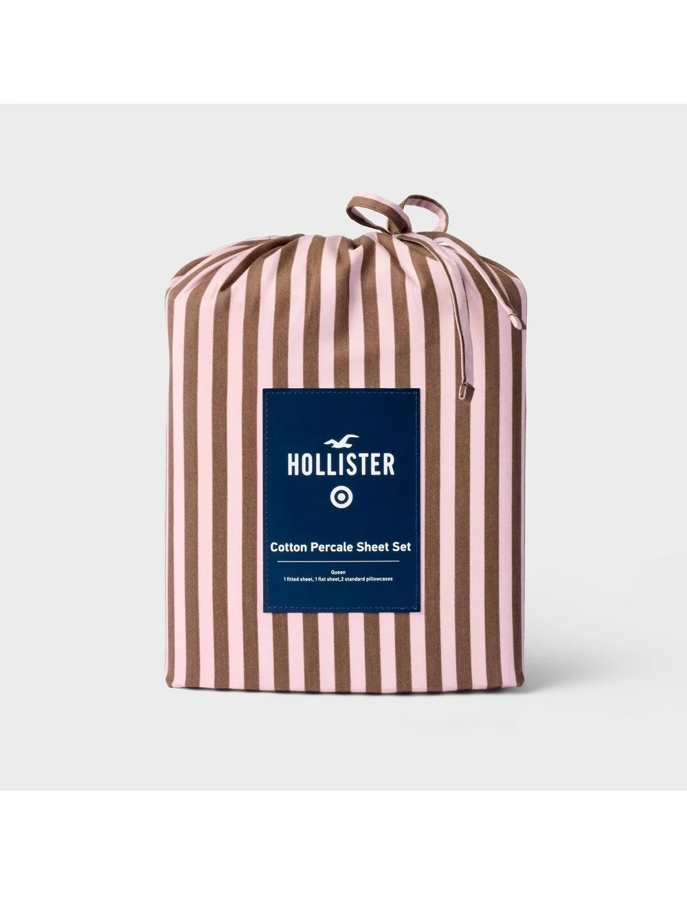 Hollister Pink & Brown Striped Cotton Percale Sheet Set